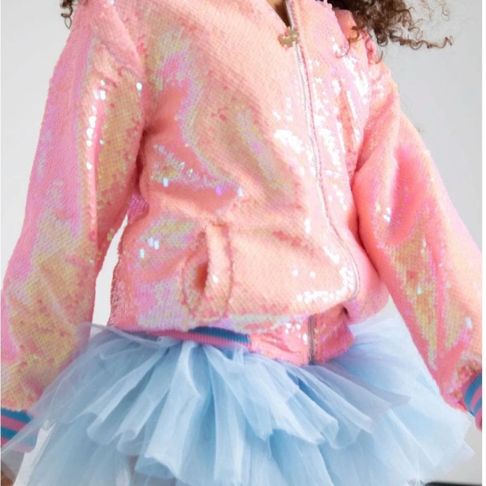 Brand new nwot Lola + The Boys Pink Sequin Jacket with Unicorn - Picture 5 of 6